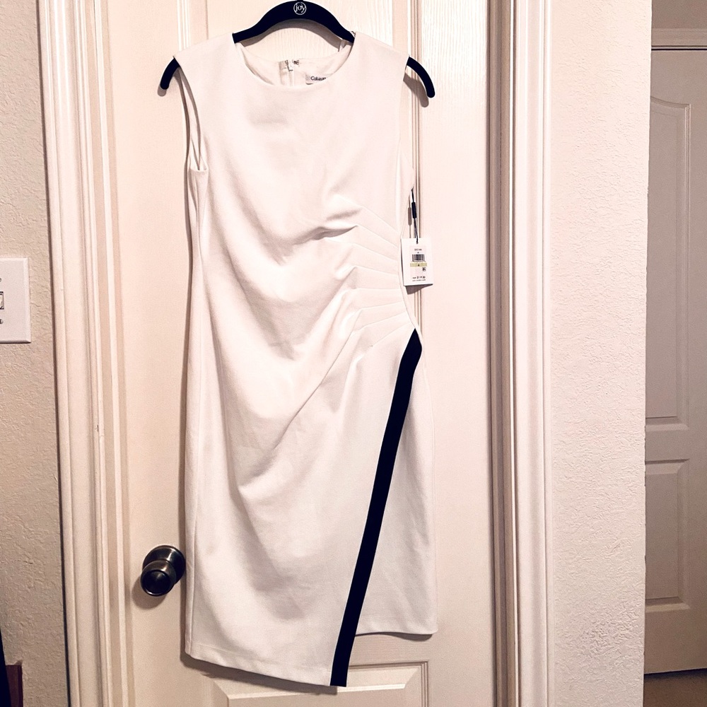 NWT CalvinKlein Sleeveless Dress Asymmetrical Hem